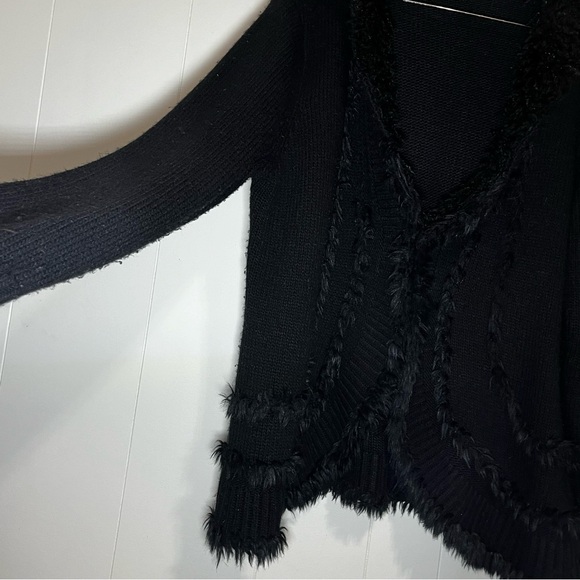 Lisa International Black Frayed Knit Cardigan Indie Sleeze Boho Plus Size 1X - Picture 7 of 10